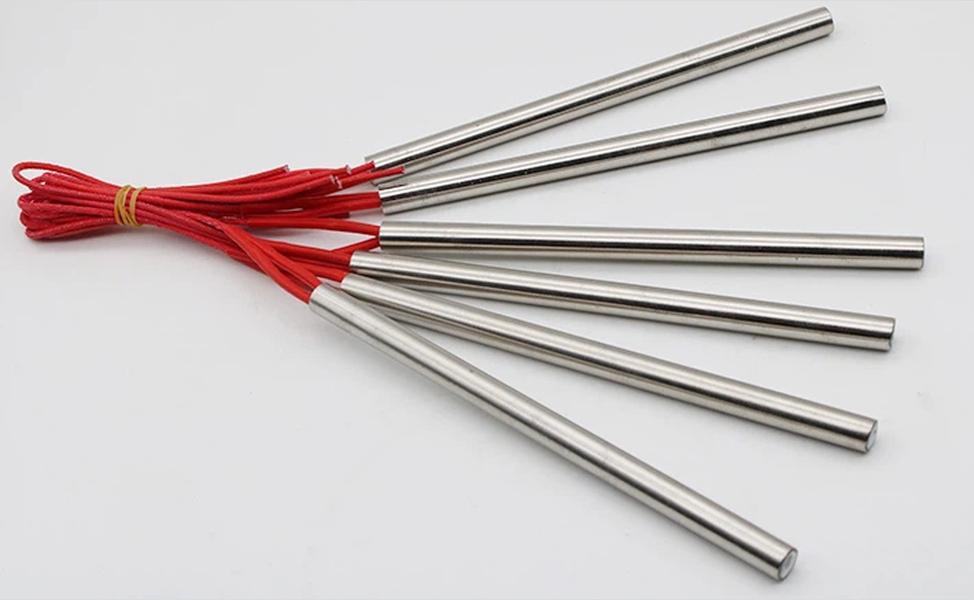 Ảnh thực tế điện trở một đầu dạng cartridge th&acirc;n inox v&agrave; d&acirc;y dẫn đỏ